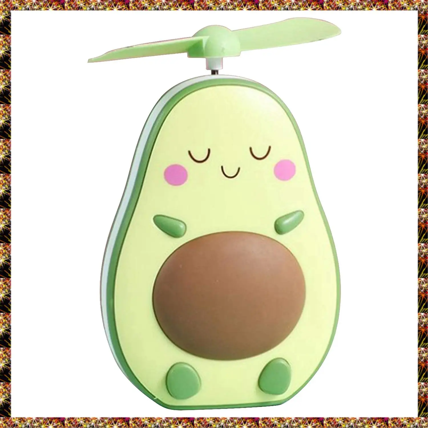 BTCL Mini espejo de maquillaje LED y ventilador 2 en 1 ventilador de mano con carga USB portátil práctico en forma de aguacate lindo integrado