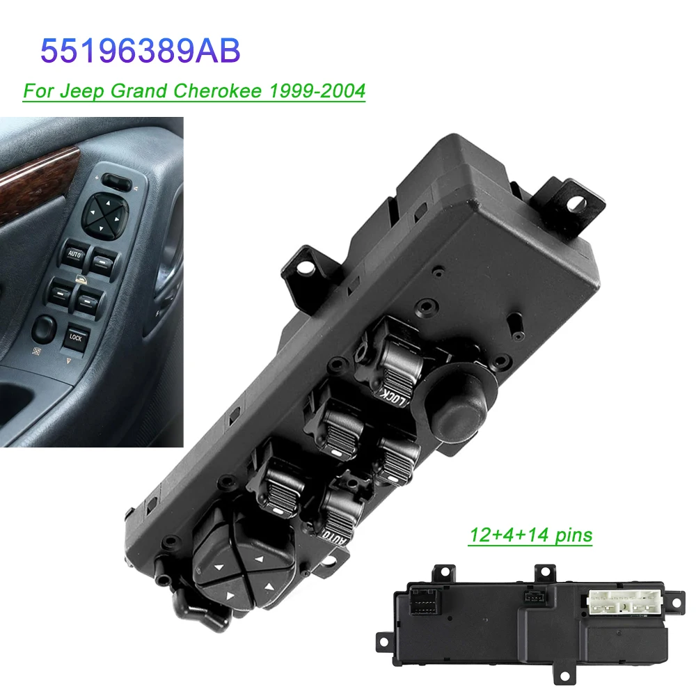 

For Jeep Grand Cherokee 1999-2004 Car Window Switch Lifter Control Regulator Button Parts 55196389AB 5HB61DX9AA 5JM60DX9AA