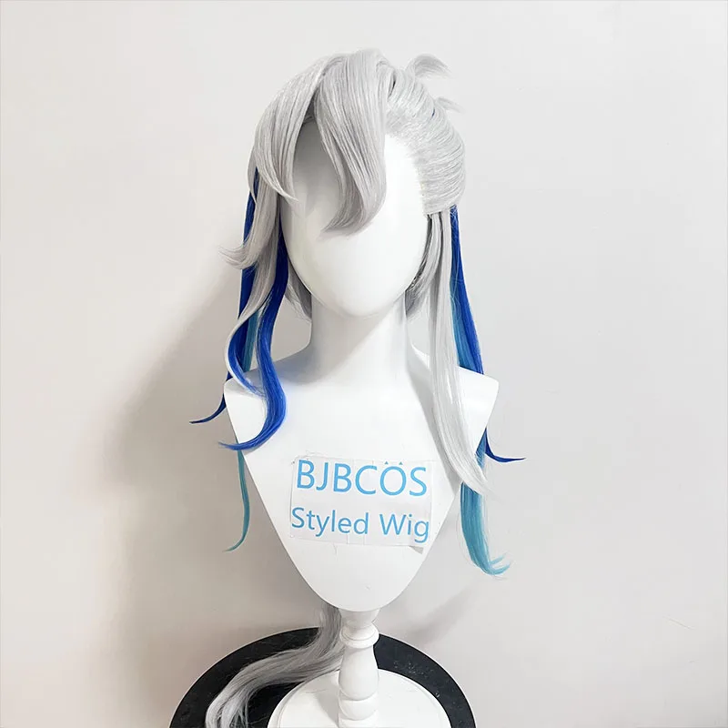

[Styled] Fontaine Neuvillette Cosplay Wig Silver White Blue Wig Cosplay Anime Wigs Heat Resistant Synthetic Wigs