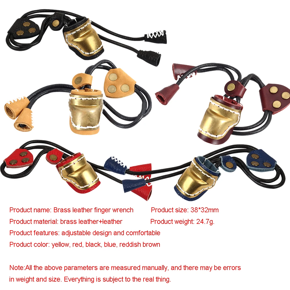 Archery Cowhide Finger Guard Protector Thumb Arrow Ring Brass Leather Finger For Traditional Bow Recurve Longbow Bow