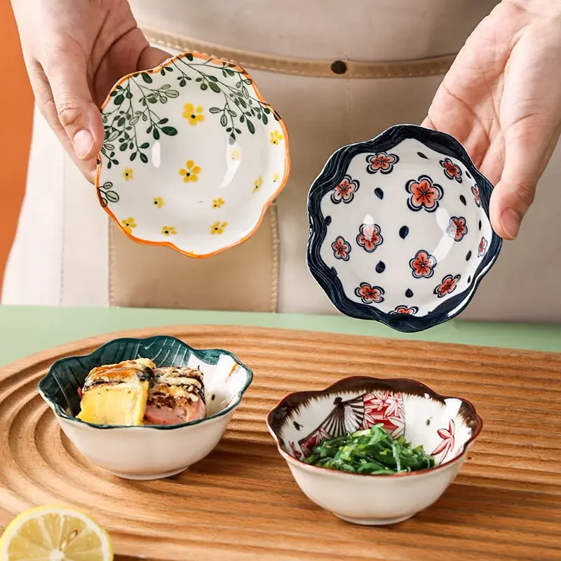 Japanese-style Ceramics Seasoning Dish Household Dinner Plate Restaurant Soy Sauce Vnegar Dish Creativity Pickle Snack Dish 1pcs