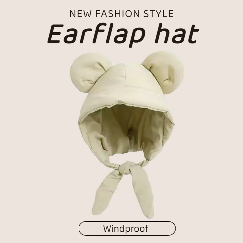 

Ear Protecting Hat Warm Winter Hat Cycling Bomber Cap with Fixed Strap Cotton Lightweight Ski Hat Windproof Earflap Hat
