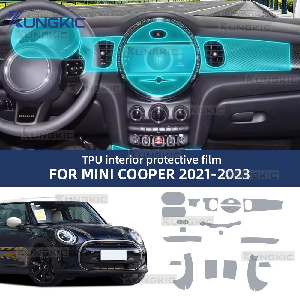 

For MINI Cooper F55 F56 2021-2023 Car Interior Protection Film TPU Transparent Console GPS Screen Anti Scratch Sticker PPF