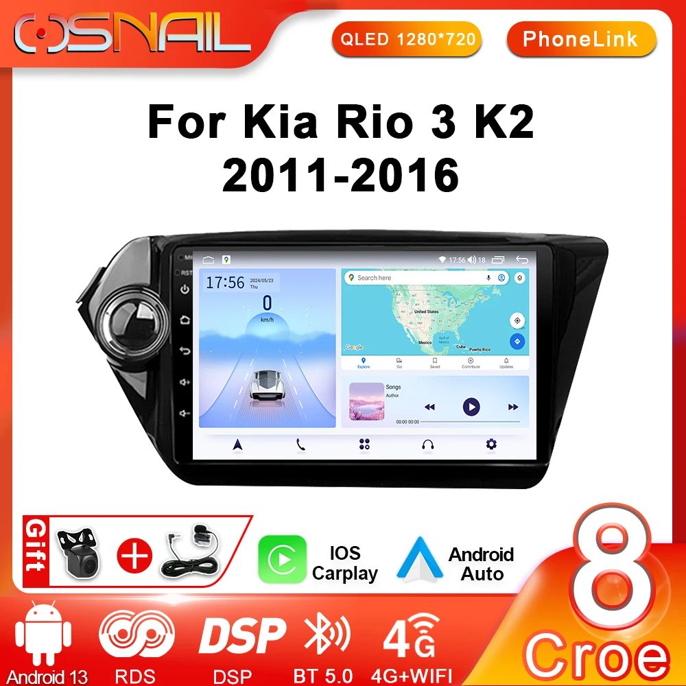 

2 DIN Car Radio For Kia K2 RIO 3 2011 -2016 Android 13 Auto with bluetooth Multimedia Video Player Stereo GPS Navigation CarPlay