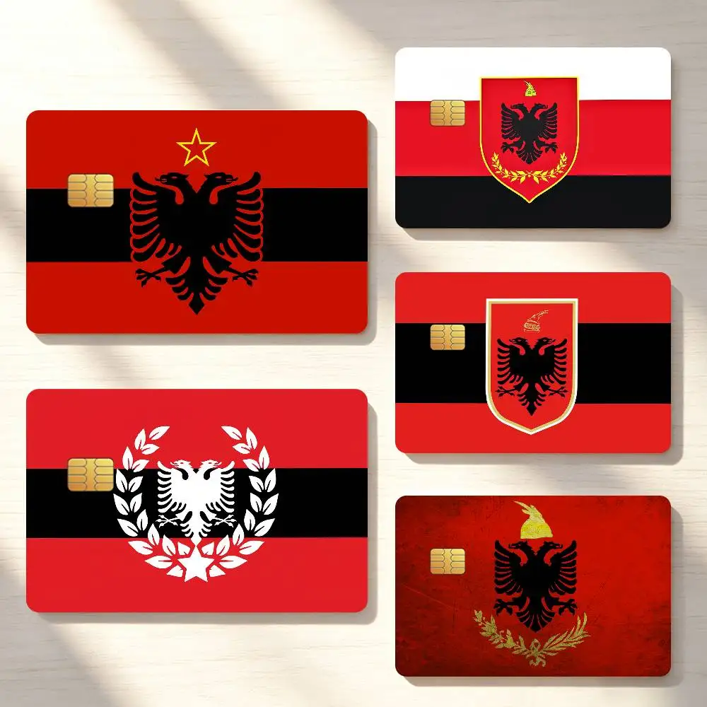 A-Albania Nation Credit Card Sticker Waterproof Anti-Scratch 4PCS Bank Debit Traffic Cover Decoration