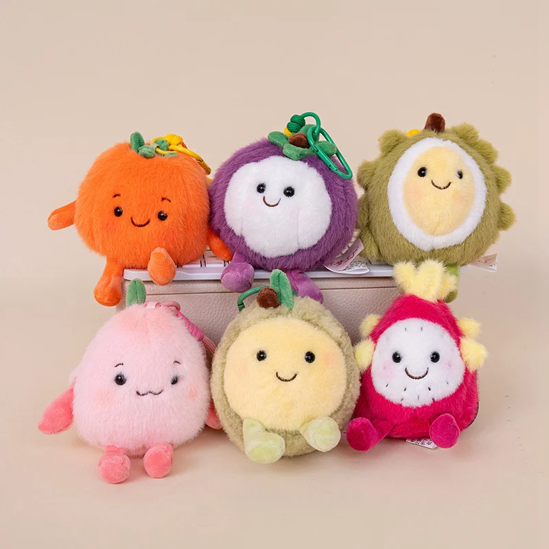 Kawaii 10cm colgante de juguete de peluche en forma de fruta lindo melón Hami, melocotón miel, mochila Durian llavero colgante de felpa