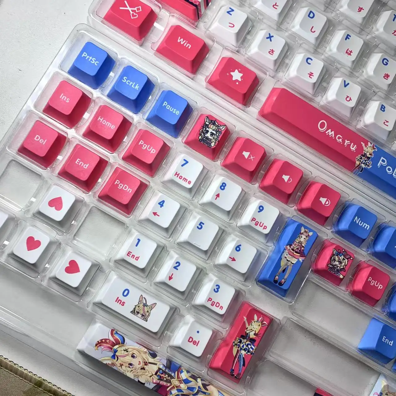 Hololive vtuber keycaps omaru polka bonito keycaps pbt sublimação de tinta cereja mx interruptor de eixo cruzado keycap para teclado mecânico