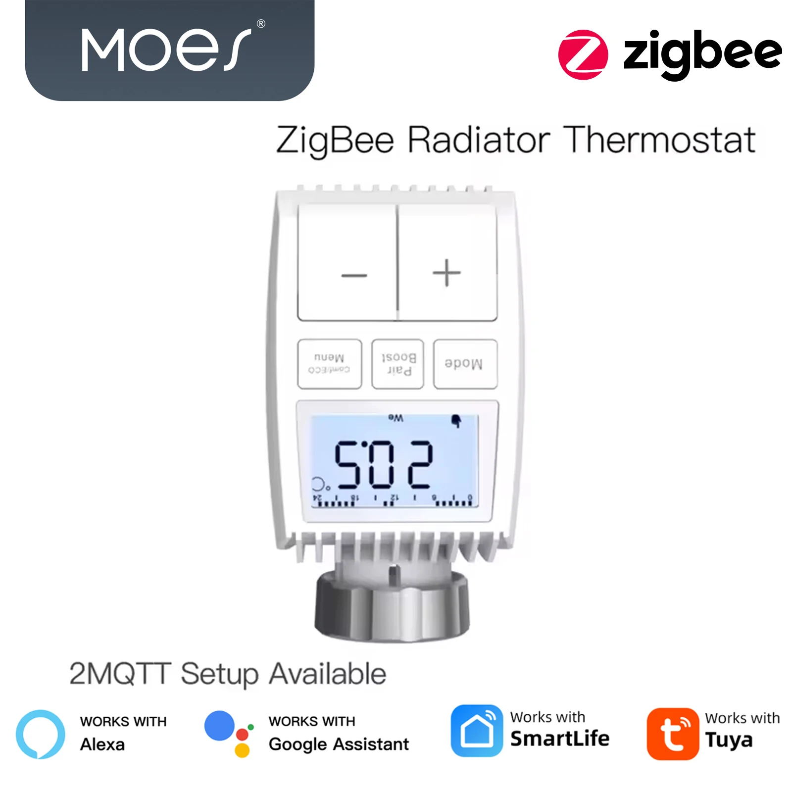 

MOES Tuya ZigBee Smart TRV термостат радиатора клапан умный термостат регулятор температуры 2MQTT работает с Alexa Google Home