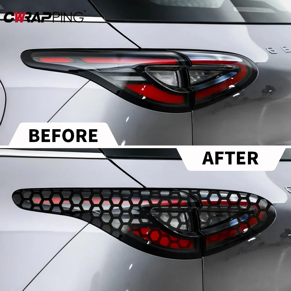 Honeycomb Carbon Fiber Car Rear Tail Light Decoration Stickers Waterproof Decal Wrap Decoration for Car Exterior Accessories