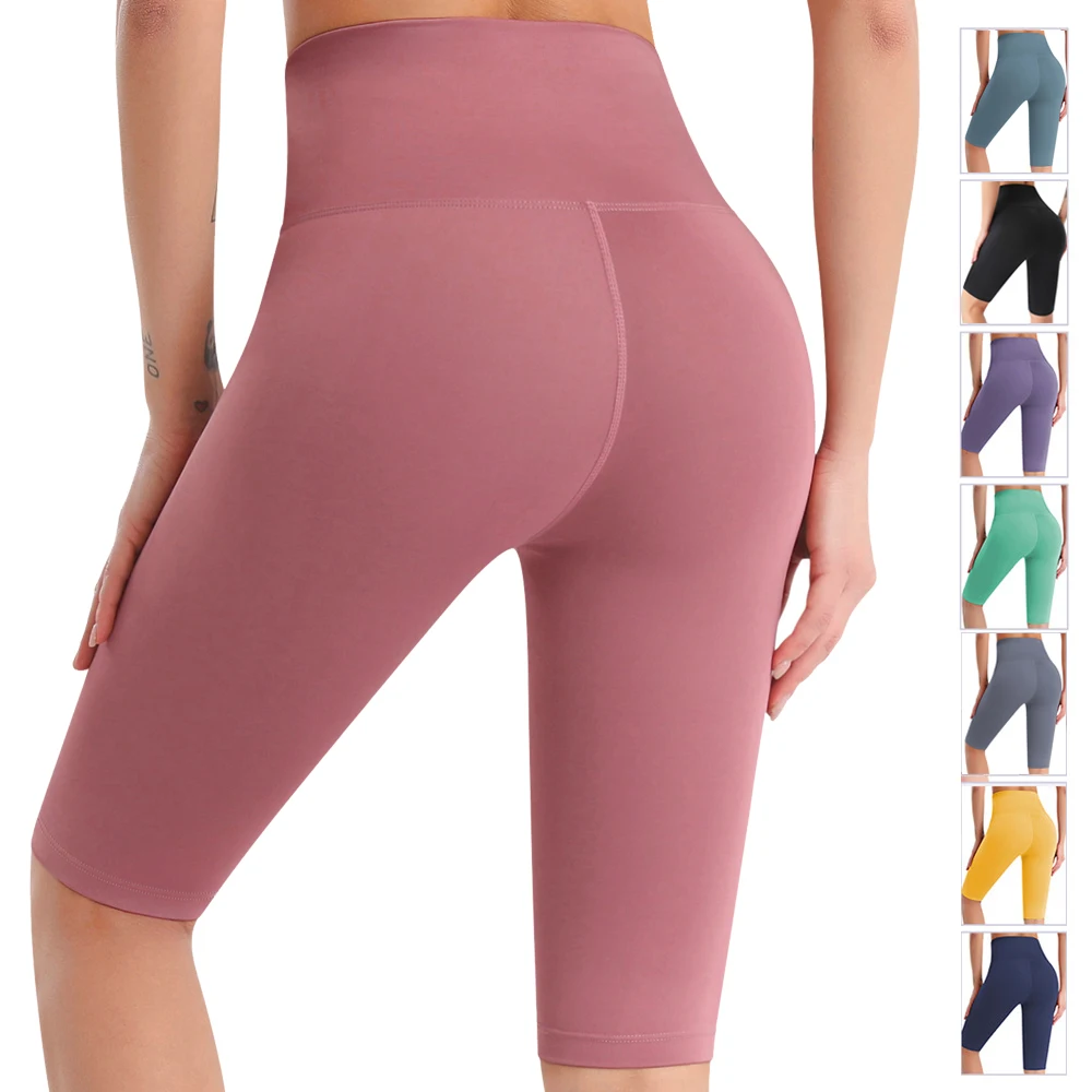 

Women Summer Yoga Shorts High Waist Push Up Sports Shorts Girls Solid Color Fitness Five Points Running Yoga Short Pants