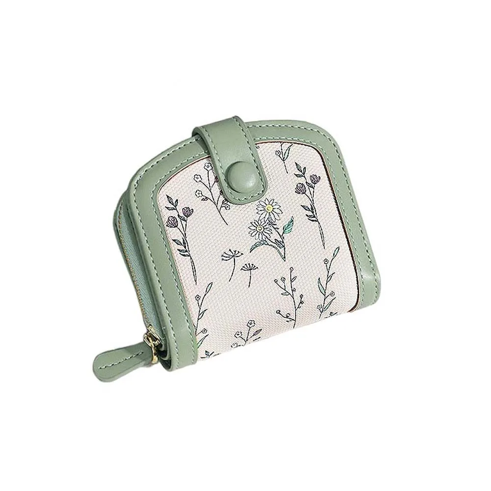 Мини-кошелек с цветочным принтом, многофункциональный ID, кредитная карта, искусственная кожа, короткий кошелек на молнии, маленький держатель для карт, женский