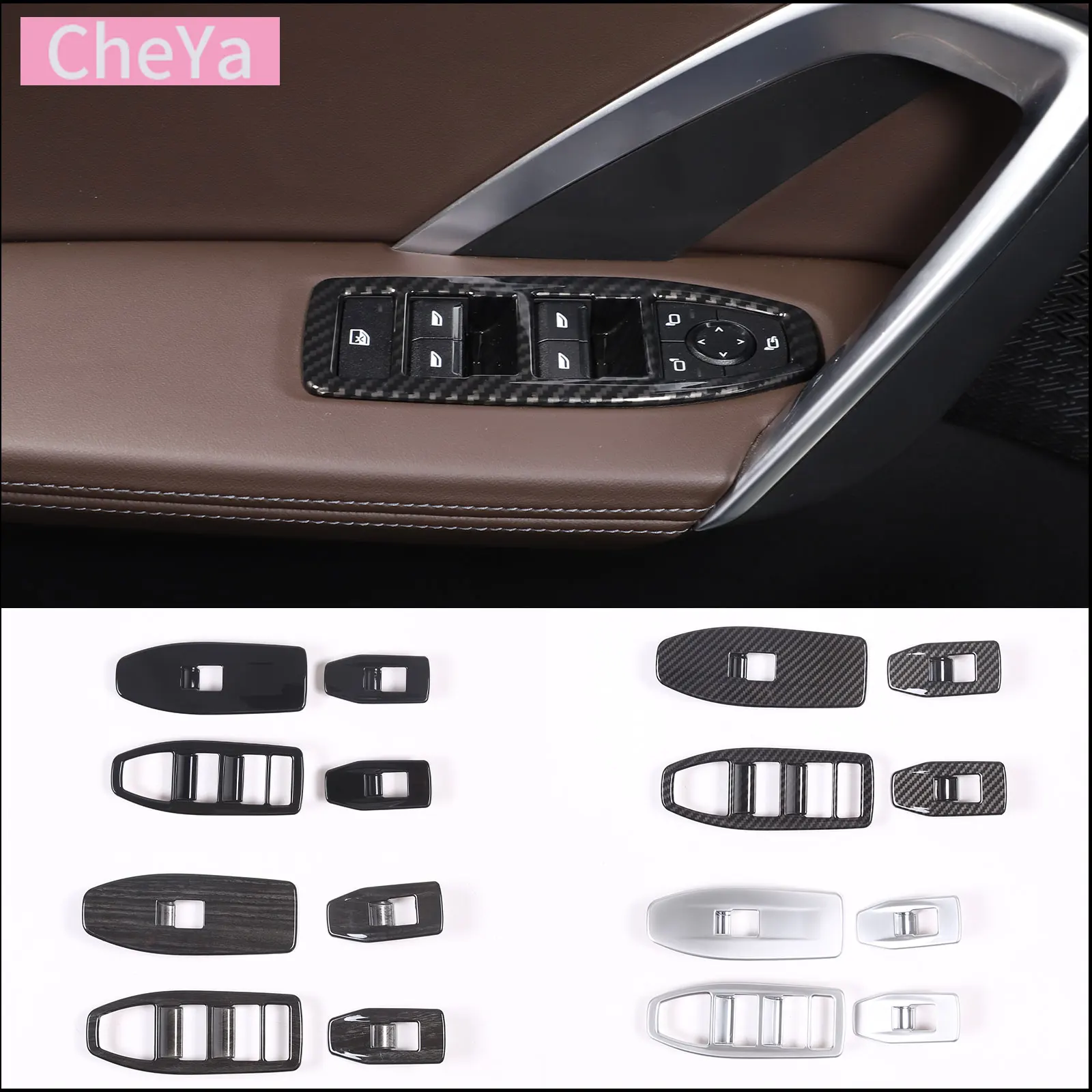 

For BMW X1 iX1 U10 U11 2023-2024 Car Window Glass Lifting Frame Decorative Stickers ABS Carbon Fiber Interior Accessories LHD