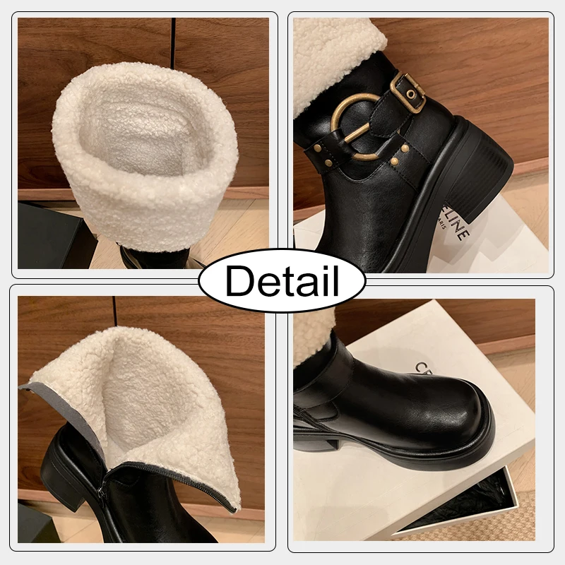 JOZHAMTA 2025 caldo Casual donna stivaletti autunno inverno pelliccia moda scarpe donna piattaforme vera pelle stivali da neve taglia 34-39