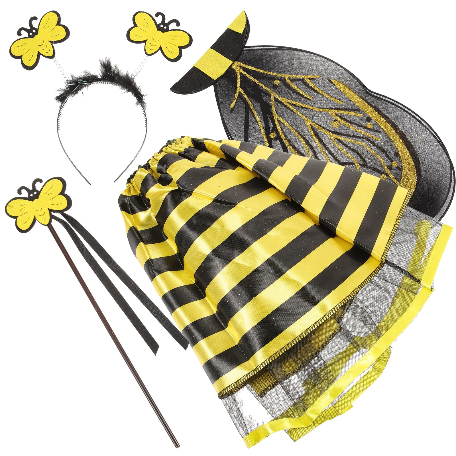 

Children Performance Costume Bee Headband Halloween Stage Props Silk Screen Cosplay Wing