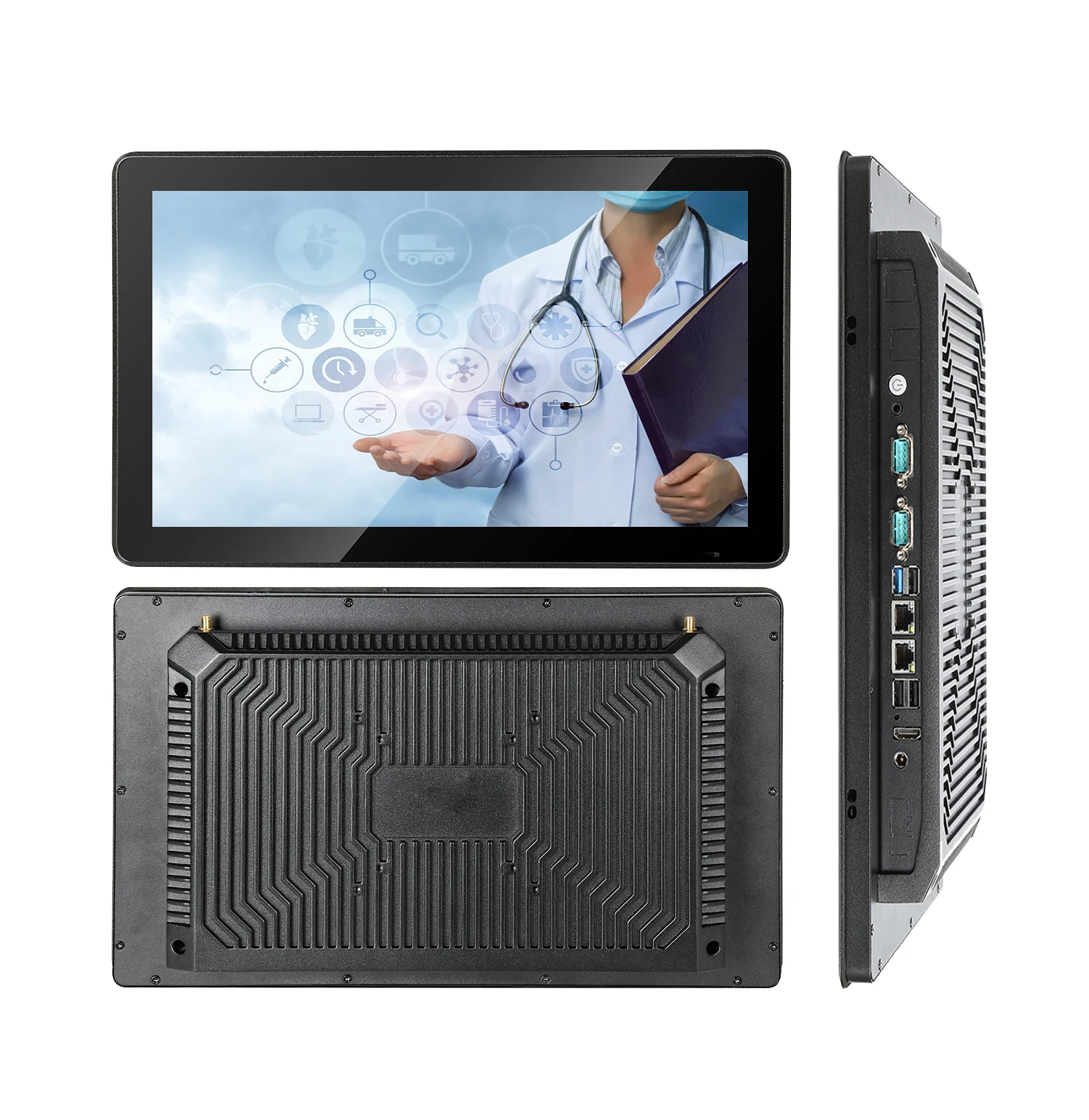 Industrial 13.3 Inch Fanless Touch Screen PC IP65 Waterproof Front Panel Aluminum Alloy Case Computer for Windows