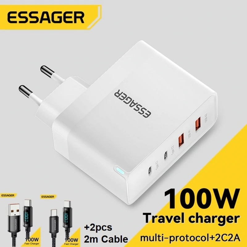 

Essager 2 м кабель 100 Вт USB Type C зарядное устройство PD Quick Charge 4.0 3.0 Type-C быстрая зарядка для ноутбука iPhone 16 Xiaomi Macbook 13 Pro
