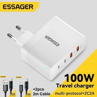 Essager 2m Cable 100W USB Type C Charger PD Quick Charge 4.0 3.0 Type-C Fast Charging For iPhone 16 Xiaomi Macbook 13 Pro Laptop