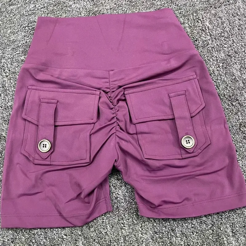 

Women's Peach Lifting Yoga Shorts - High Waisted Stretchy Workout Shorts with Button Quick-Dry Tummy Control for Running Fitness