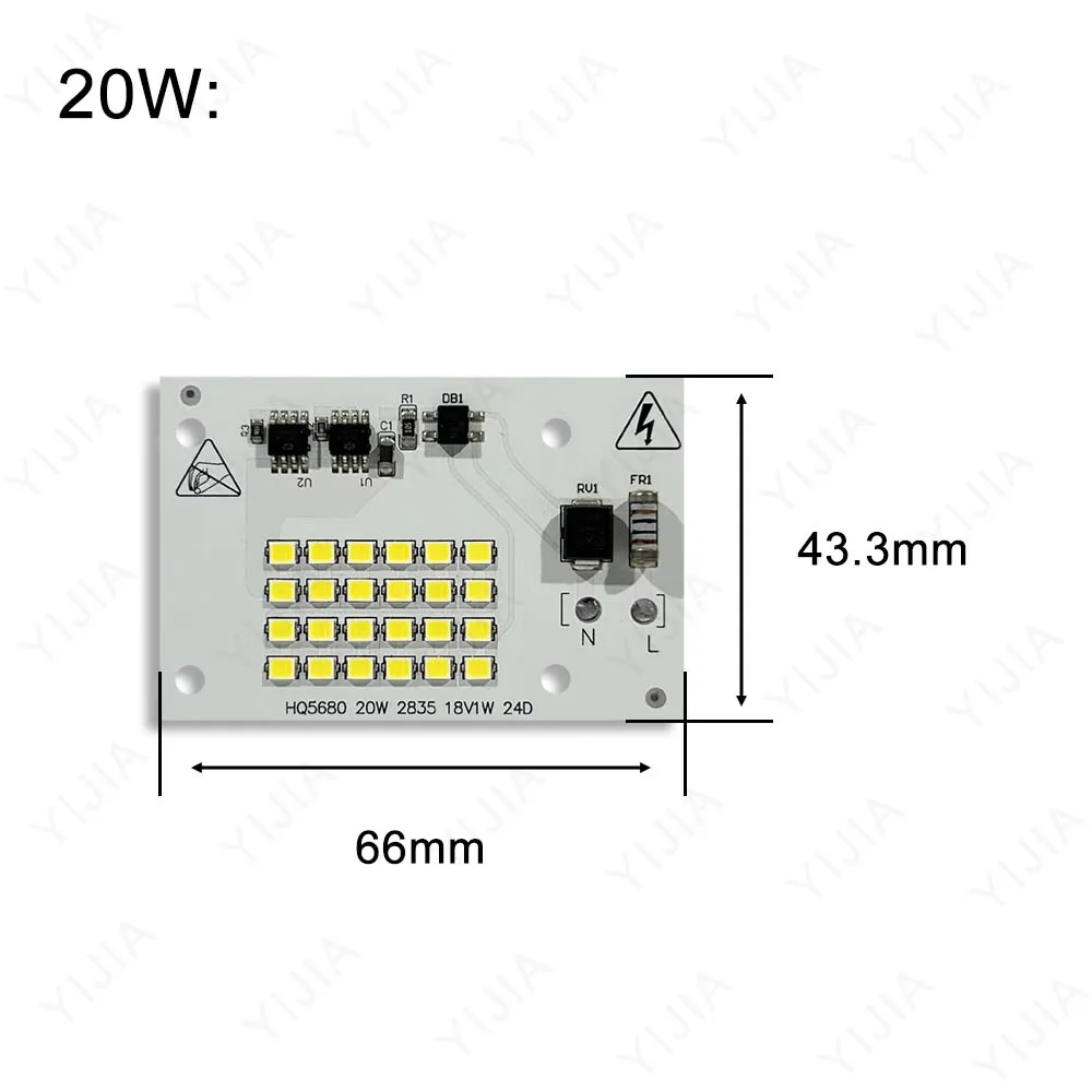 Panel świetlny AC220V biały 10W 20W 30W 50W 100W 150W 200W inteligentny układ scalony bez sterownika płyta źródłowa światła nadaje się do DIY