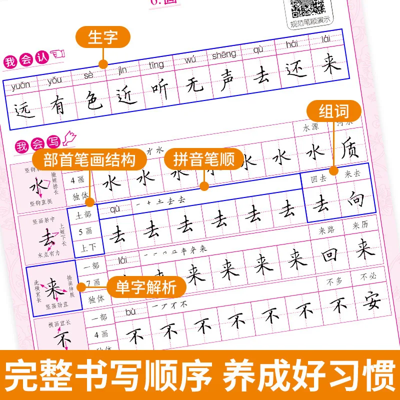 Elementary School Handwriting Class Practice, Simultaneous Practice of Calligraphy in The First Semester of Grades 5-6