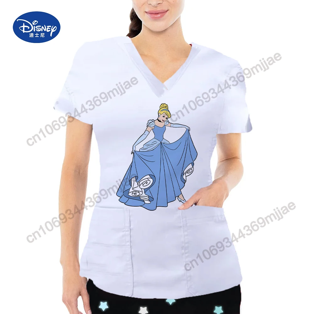 Top Y2k Clothes Women Tops Clothing Female Clothes With Free Shipping Nurse Uniform Minnie Mouse Tshirt T-shirt Pocket Kpop Pink