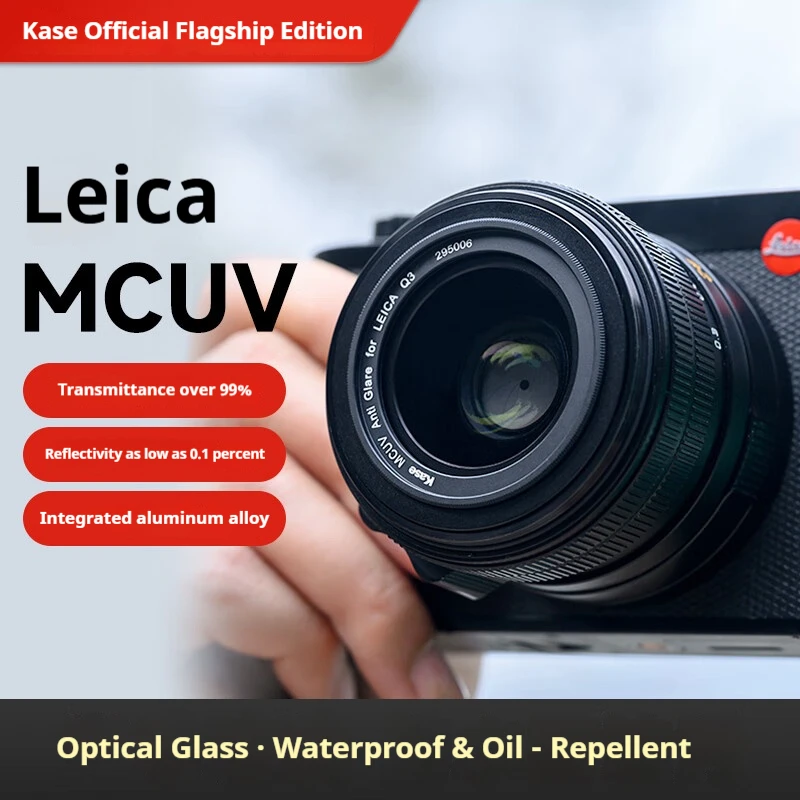 kase is compatible with Leica MCUV lenses (39, 43, 49 mm) and the Leica Q3 camera lens protector