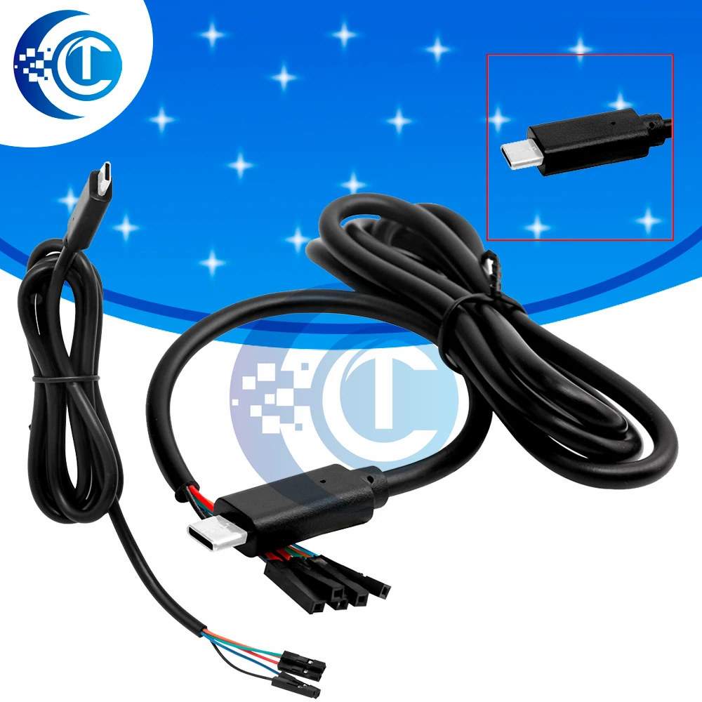 CH340 Type‑C to TTL Serial 232 OTG Cable, 5V USB Converter Cable for Android MAC OSX