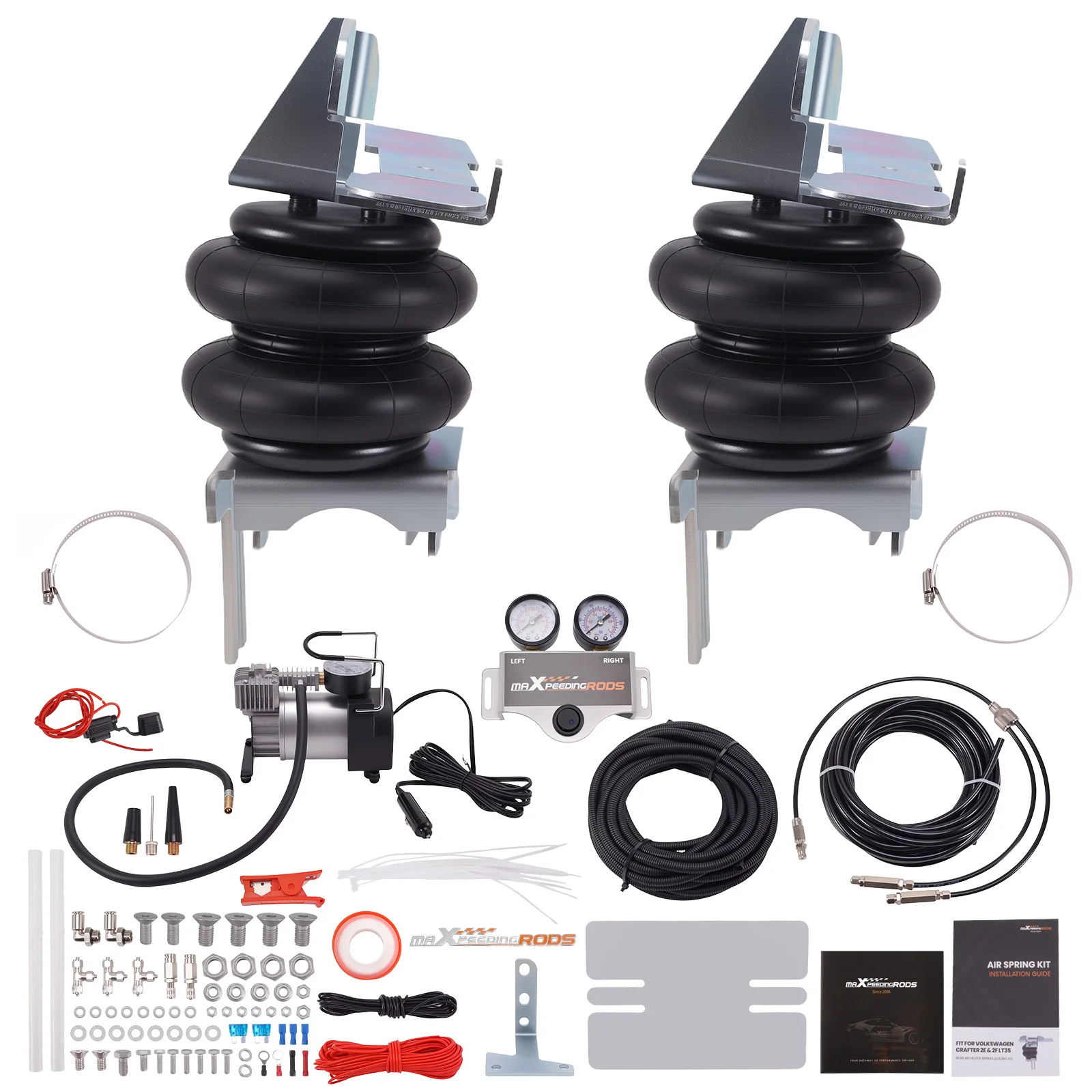 Rear Air Suspension Kit W/ Dual Manometer for Sprinter 907 VS30 3.5t RWD 2018-  Air Suspension Bag Kit