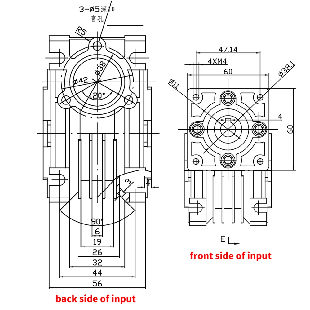 5:1 Worm Gearbox NMRV030 Speed Reducer 90 Degree Worm Reducer Nema23 1.2Nm Stepper Motor Reducer Kit for CNC Router