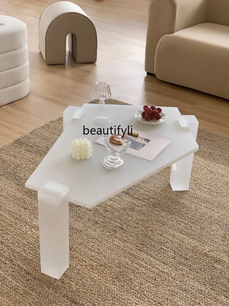 

smt03 Creative and Slightly Luxury Modern Acrylic White Irregular Tea Table Side Table Silent Wind Tea Table
