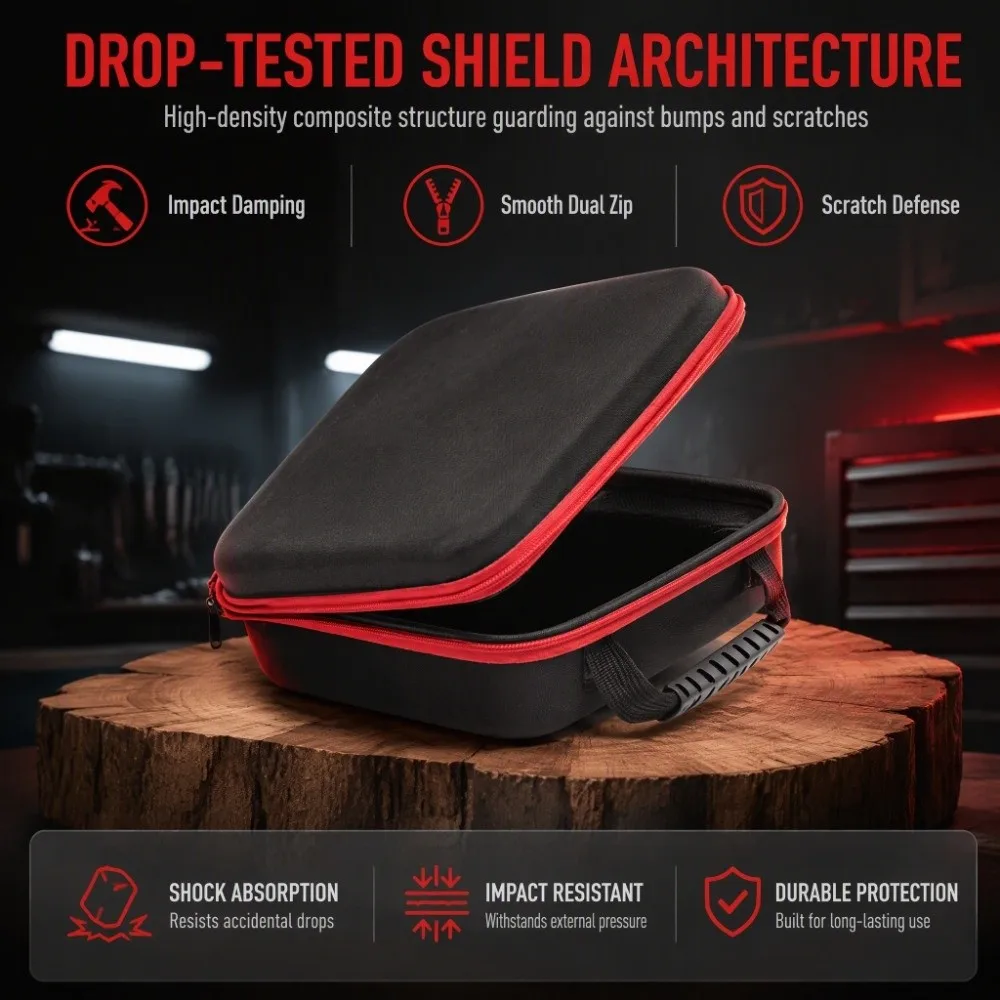 PU EVA Hard Tool Storage Case Oxford Fabric Mesh Pocket Tool Organizer Bag Rubber Handle 10.6x8.7in Electric Drill Storage Bag