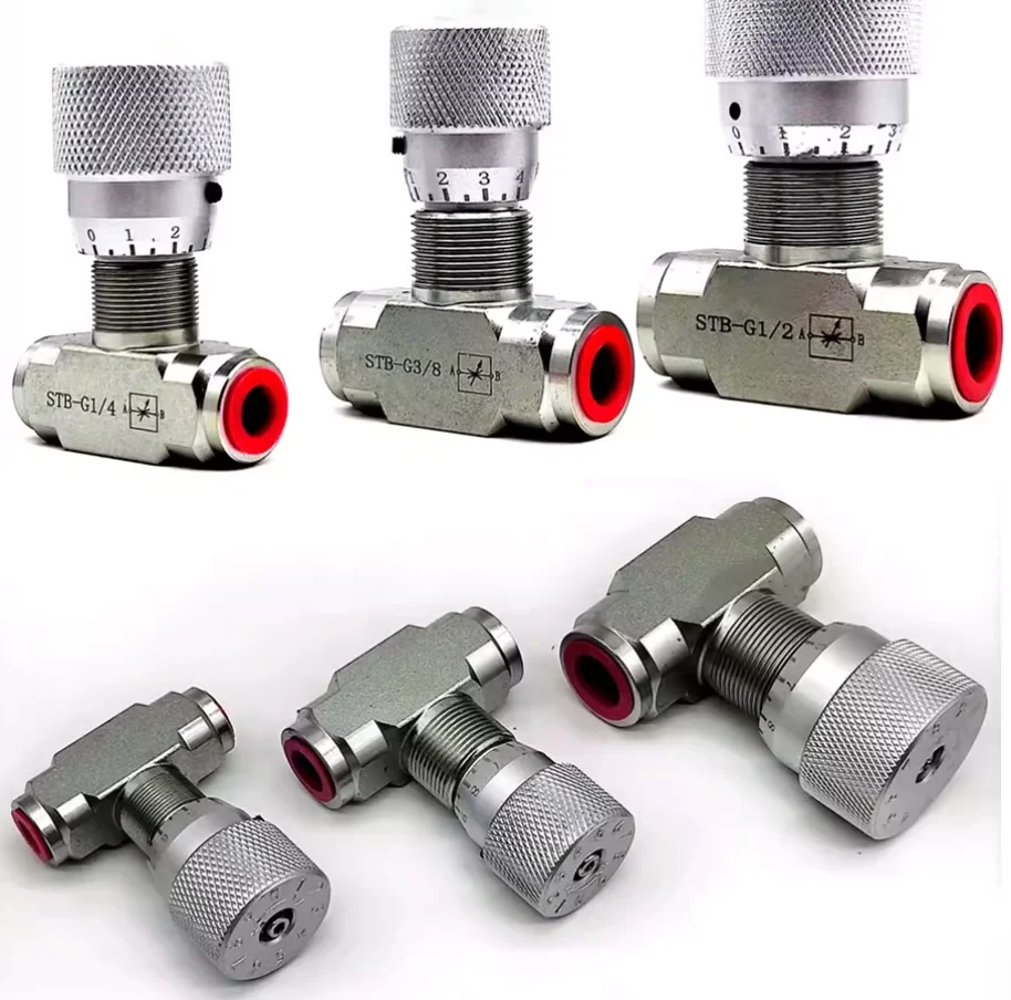 STB Series Hydraulic Flow Control Valve Throttle Valve G1/4 G3/8 G1/2 G3/4 G1 Thread Adjustable Speed Regulating Valve