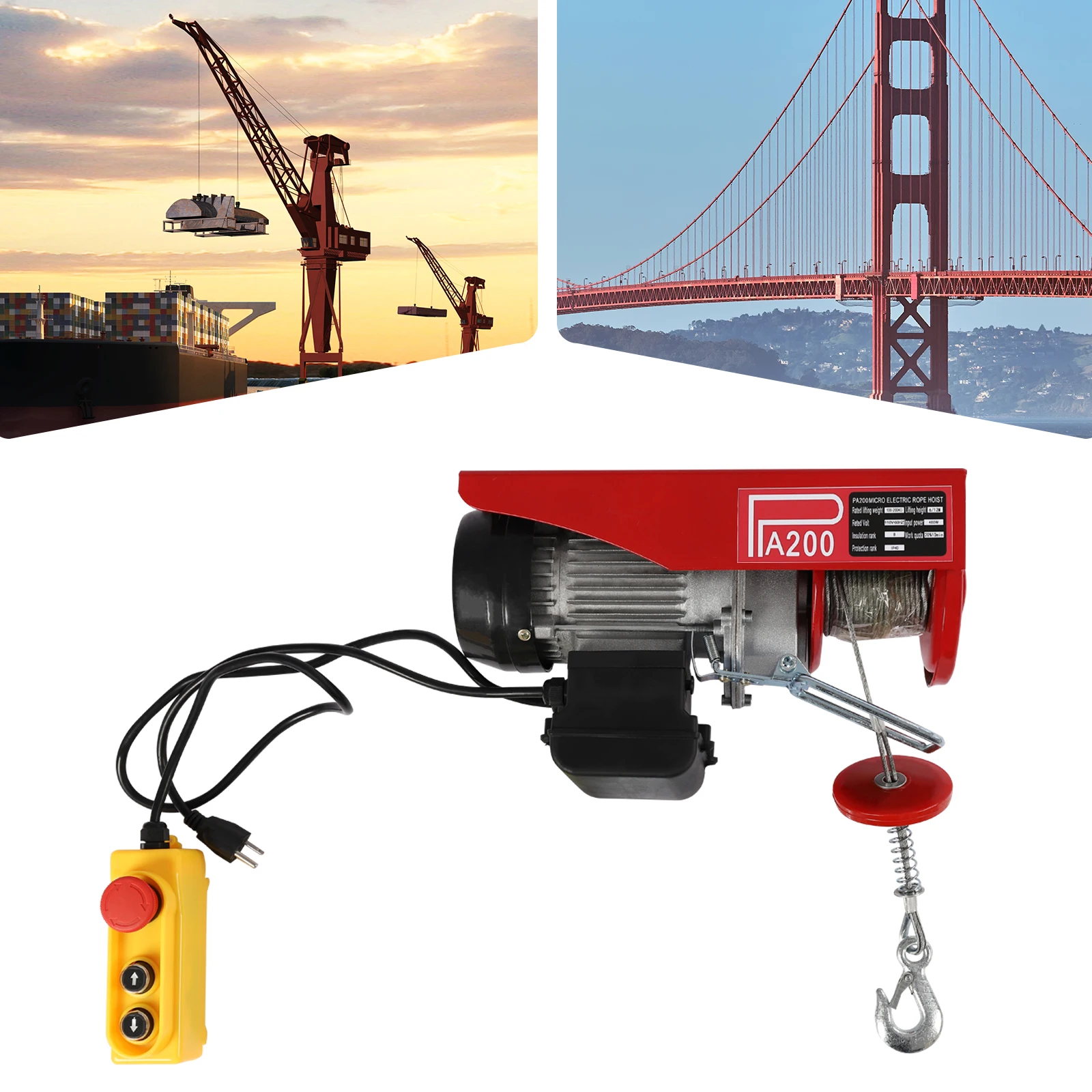 Electric Hoist, 440lbs Electric Winch, Electric Lift, 110V Electric Hoist with Remote Control & Single/Double Slings for Lifting