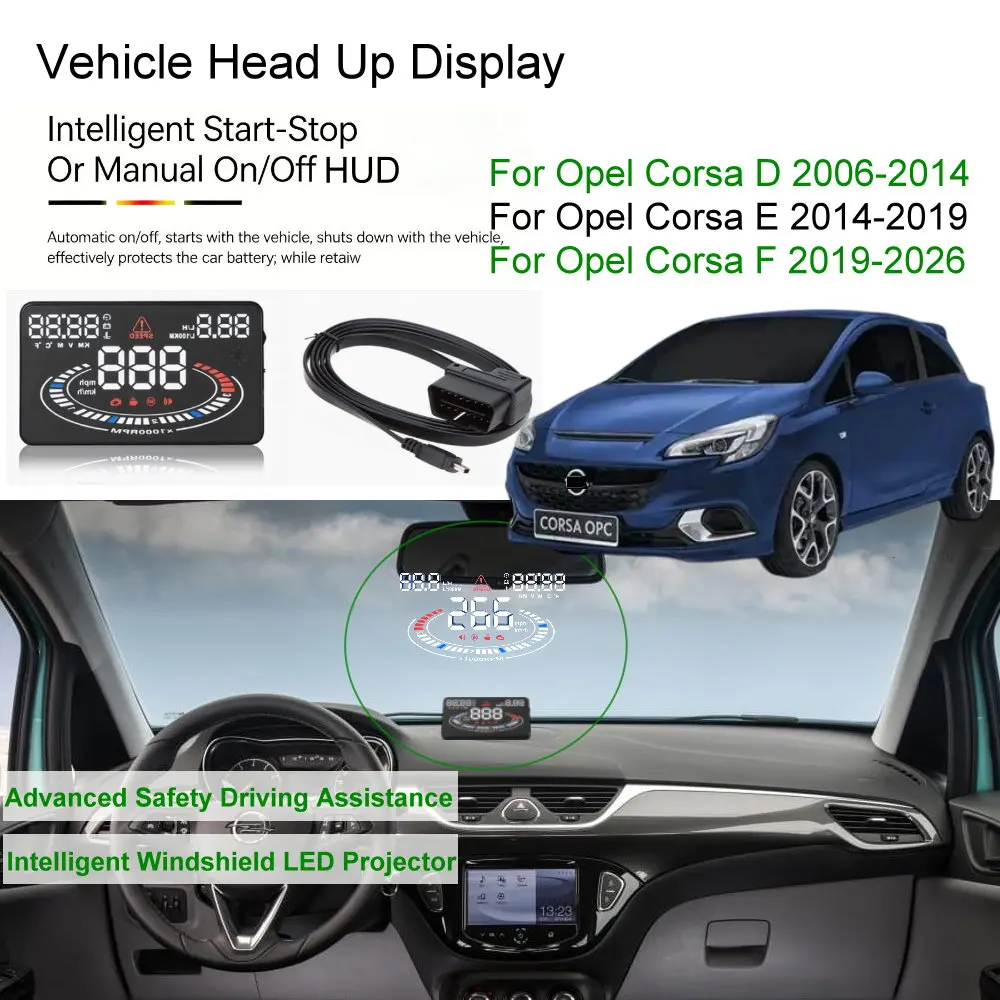 Car HUD Head Up Display For Opel Corsa D 2006-2014 E 2014-2019 F 2019-2026 Auto Electronics Accessories