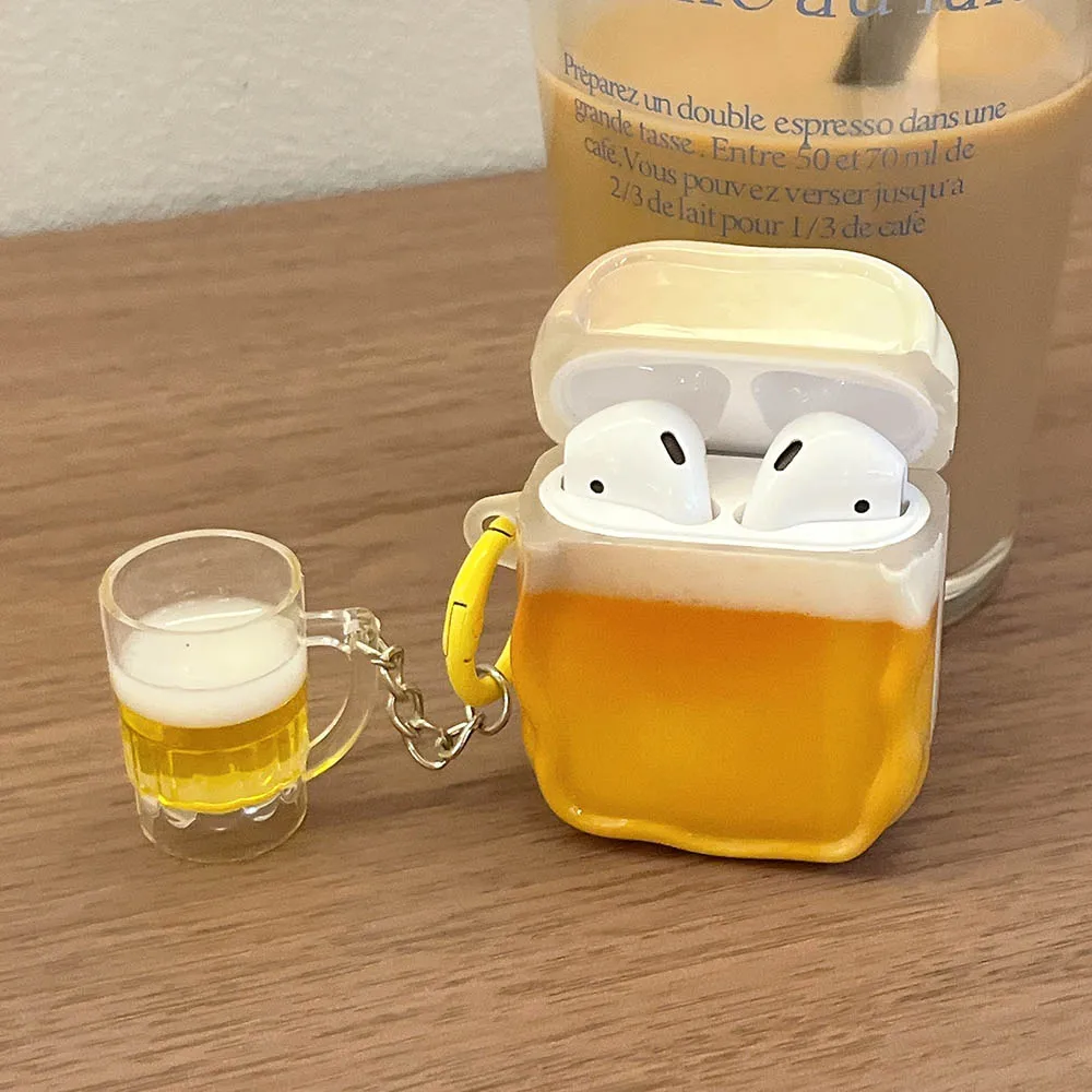 ثلاثية الأبعاد البيرة قلادة سماعة الحال بالنسبة AirPods3 AirPods4 غطاء ل AirPods Pro 1 2 Pro2 الجيل حالات سماعة لاسلكية صندوق قذيفة