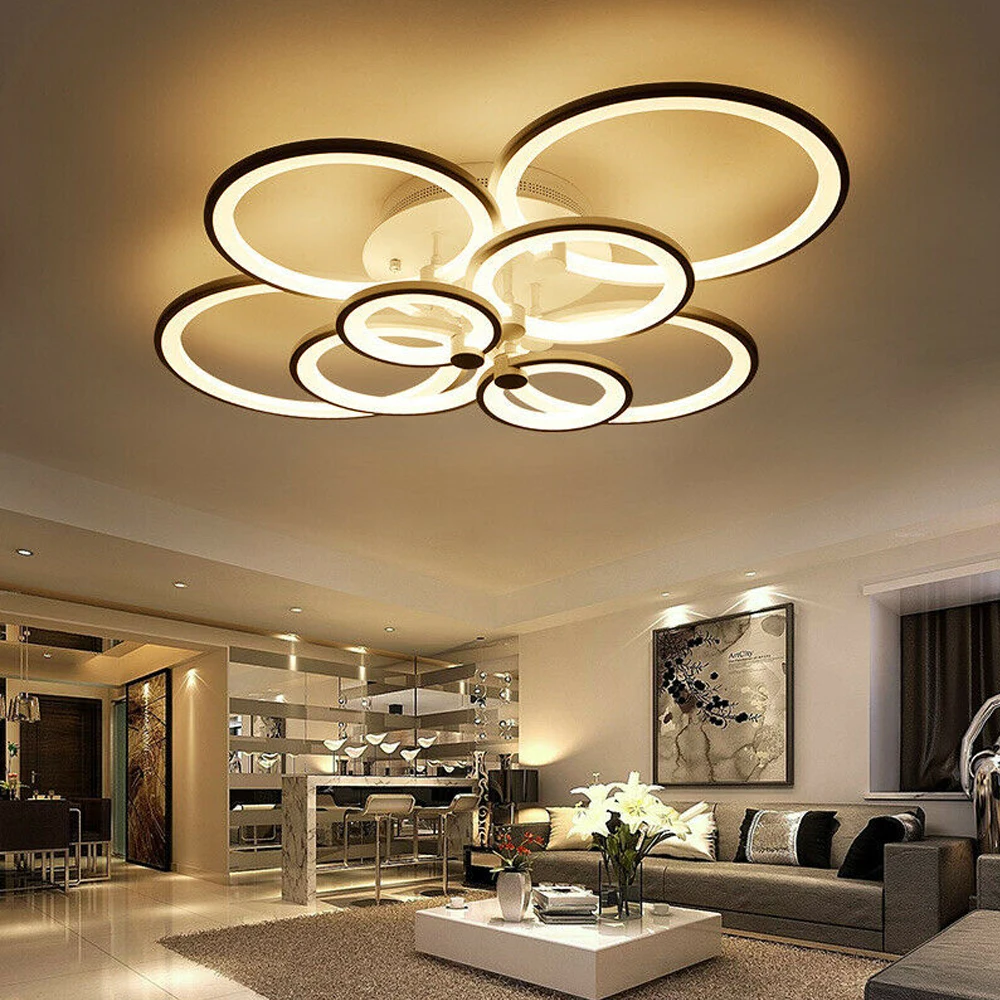 4/6/8 Heads Acrylic Modern LED Lamp Chandelier Light For Living Room Bedroom Indoor Ceiling black