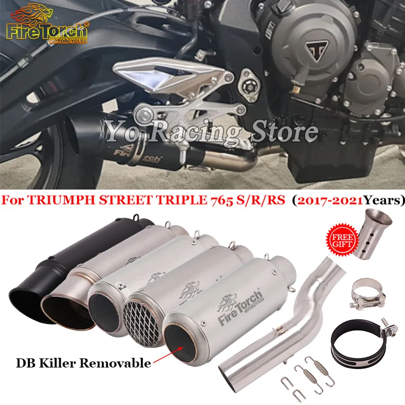 Motocross GP Exhaust Escape Modify Motorcycle Muffler DB Killer Slip On For Triumph Street Triple 765S/R 765 S R RS 2017 - 2021