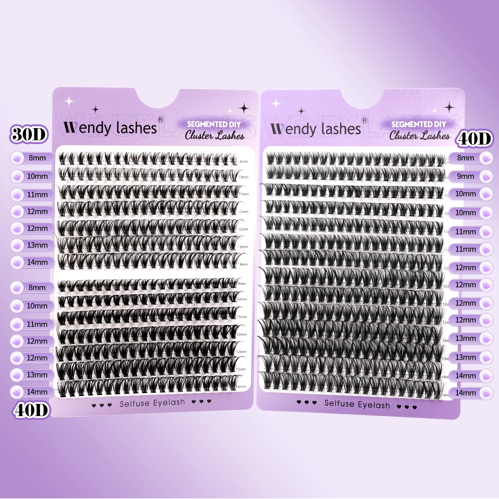 WENDY 14 Rows DIY Heat Cluster Eyelash Extensions with Tweezer Durable Waterproof False Lash Thick Volume Make-up Faux Mink Eyel