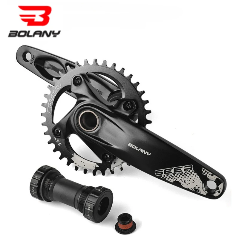 Bolany MTB Hollow Integrated Crankset with8-12Speed 36T Positive & Negative Tooth Chainring, Integrated Crank for MTB&Road Bikes