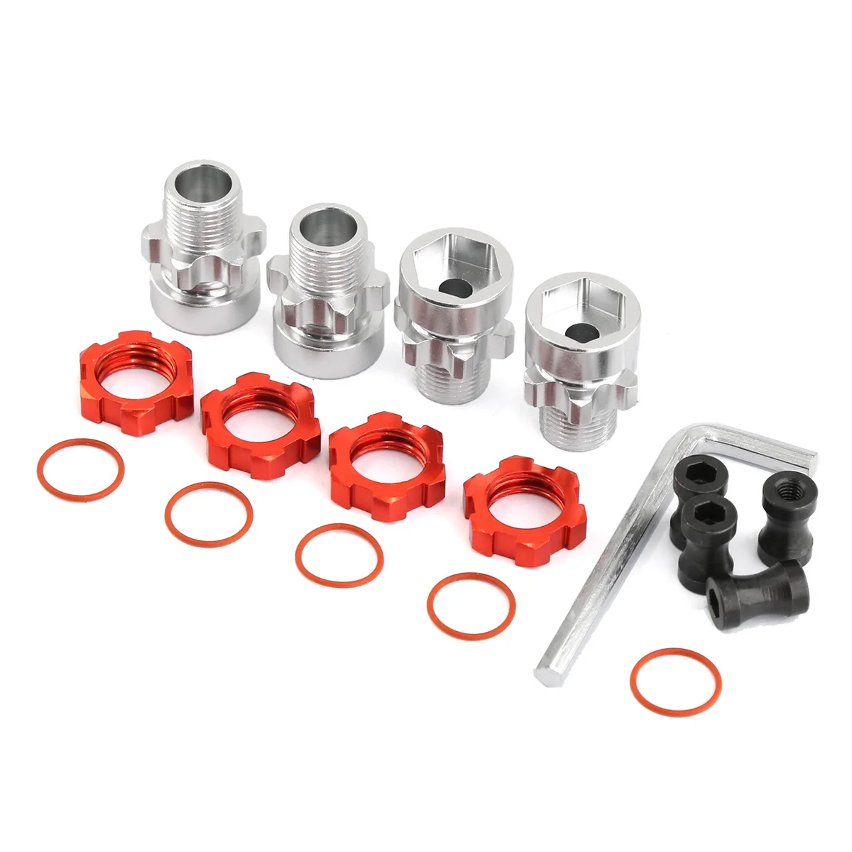 Metal 12Mm to 17Mm Splined Wheel Hex Hub Adapter for Traxxas Slash2WD Rustler Stampede Bandit 4WD RC Car Parts Red