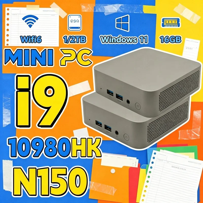 Intel Core N150/I9‑10980HK Ultra Compact Mini PC 16GB RAM 2TB SSD Triple 4K Monitor Home Office Small Pro Solid Runtime