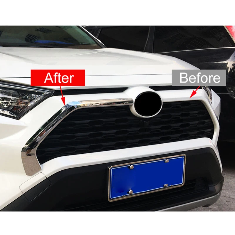 For Toyota RAV4 XA50 2019 2020 2021 2022 2023 RAV 4 Chrome Car Front Bumper Grill Decoration Sticker Cover Exterior Accessories