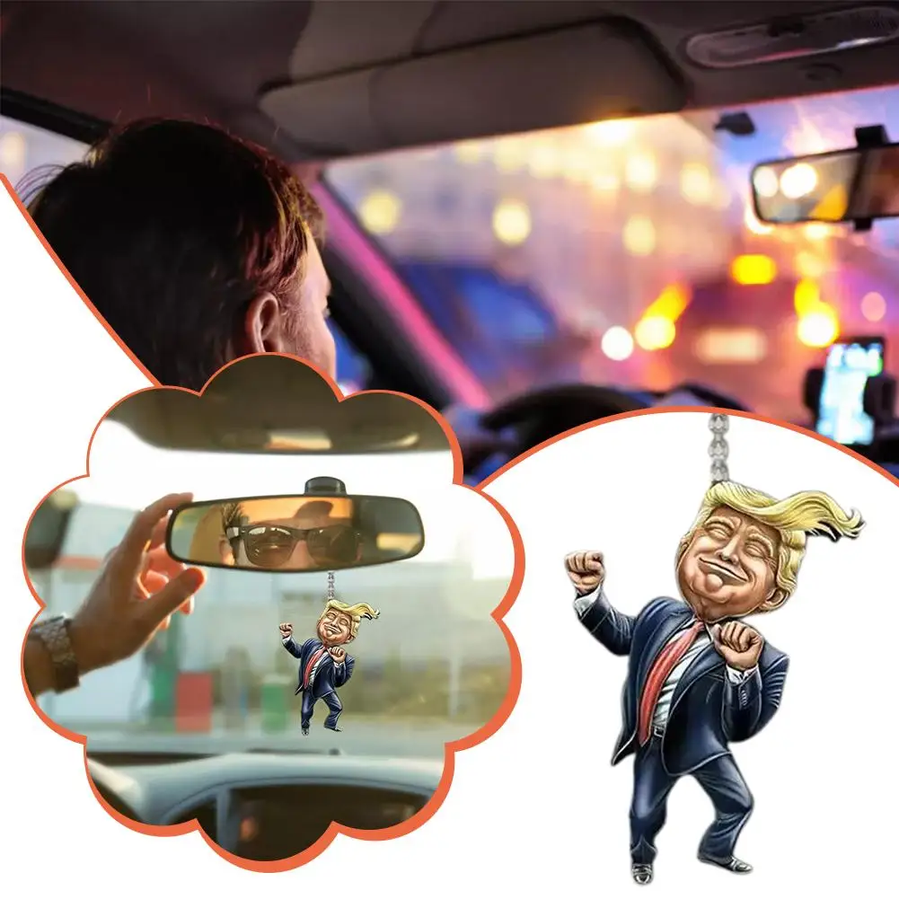 American Election Auto Interior Decoration Acrylic Flat Pendant Key Backpack Pendant Rearview Mirror Chain Car Chain Interi B4J6