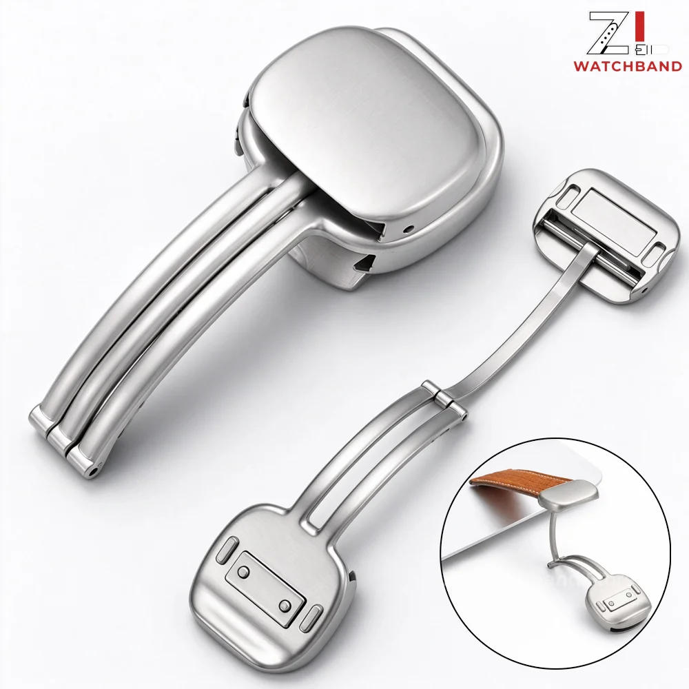 18mm 20mm Magnetic Metal Zinc Alloy Strap Clasps for Ultra Watch Smart Leather Strap Fold Buckle Stainless Steel Replace Button