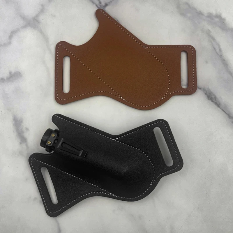 New 1pc Sheath Cover Protector Bag Cowhide Fold Knife Leather Sheath Straight Pocket Knife Cover Bag Outdoor Tool