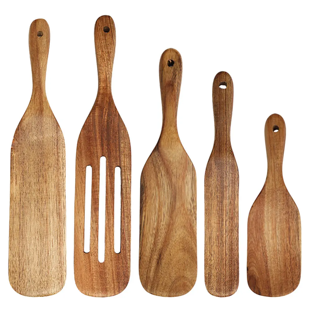 

5 Piece Cooking Utensil Set Wooden Kitchen Tools Non Stick Pan Pizza Baking Salad Spatula Set Housewarming Gift