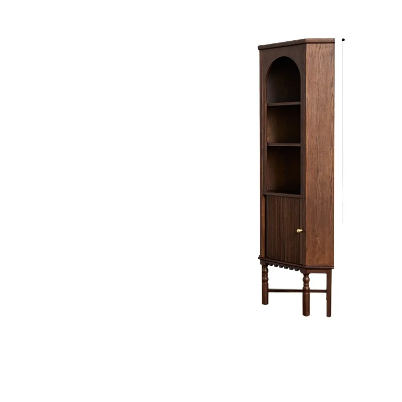 French Retro Solid Wood Living Room Corner Cabinet Corner Cabinet Medieval Triangular Dining Side Cabinet Integrated Against