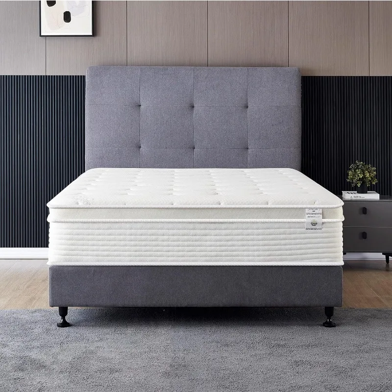 Twin Size Mattress - 12 Inch Cool Memory Foam & Spring Hybrid Mattress with Breathable Cover - Comfort Plush Euro Pillow Top