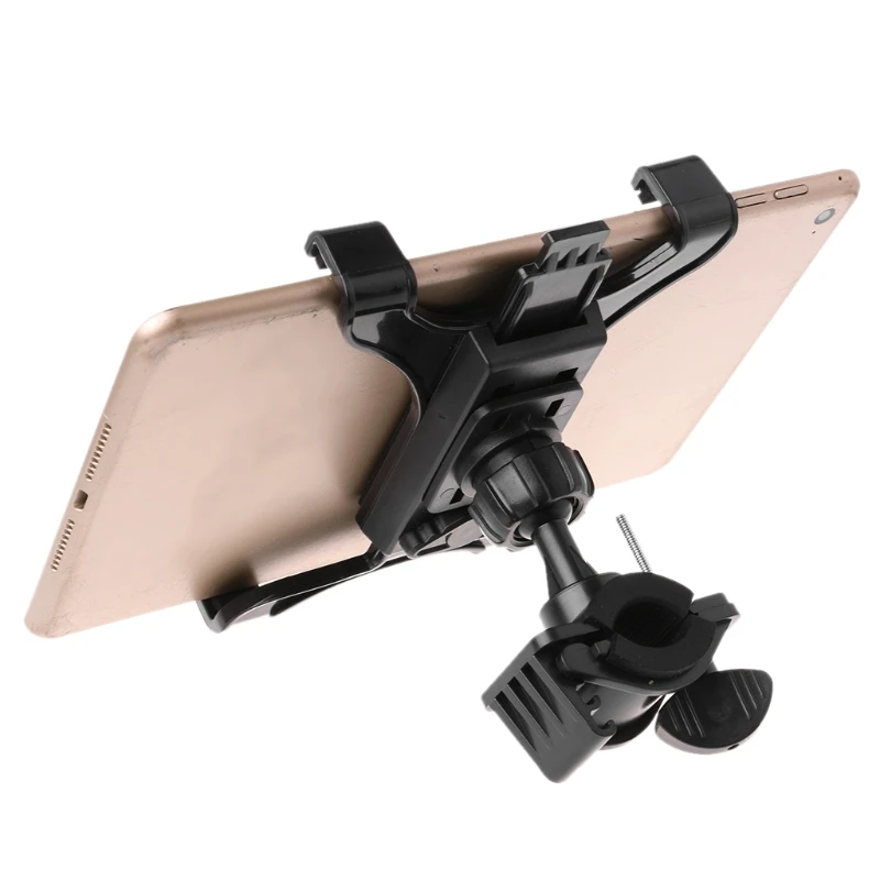 Staffa porta tablet con linguetta per supporto per manubrio da palestra per bici girevole a 360° da 7 a 11 pollici