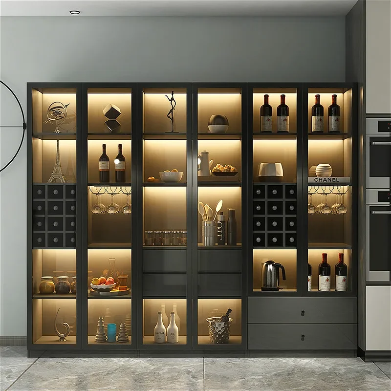 Nordic Restaurant Modern Light Luxury Dining Side Cabinet Display Glass Wine Cabinet